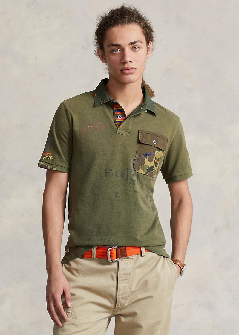 Poleras Polo Polo Ralph Lauren Hombre Classic Fit Mesh Graphic Chile Verde Oliva HJXSP-5748